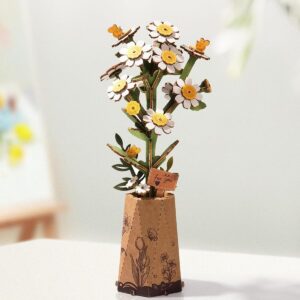 ROBOTIME 3D Wooden Puzzle Flower Model Kits For Adults DIY Artificial Flowers For Home Decor, Living Room, Office, Unique Gifts For Women, Men, Teens Easy To Build