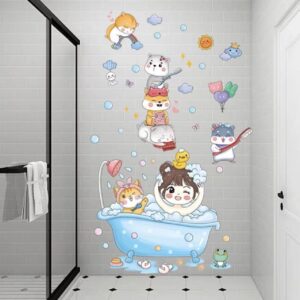 Cartoon Stickers Bathroom Tile Wall Waterproof Fish Tank Decoration